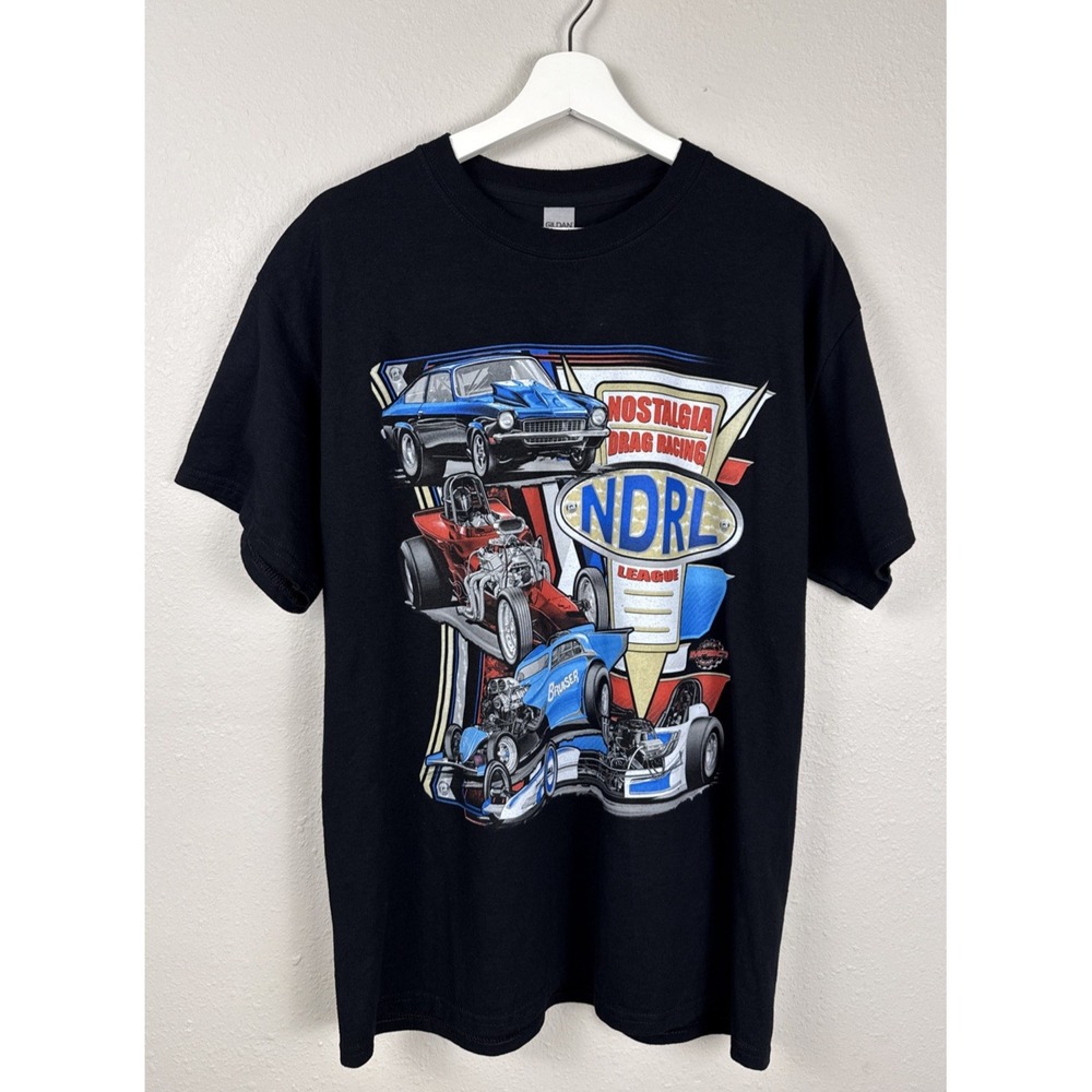 NDRL Nostalgia Drag Racing League T Shirt Large Black Motorsports Graphic Tee